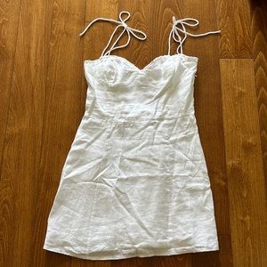 chinese dress ladies Reformation Elana Black Linen Mini Dress main image 1
